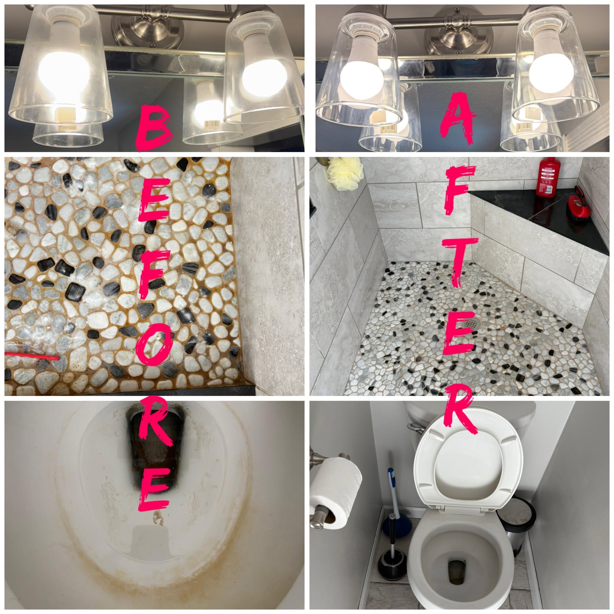 Before and after cleaning results, job three