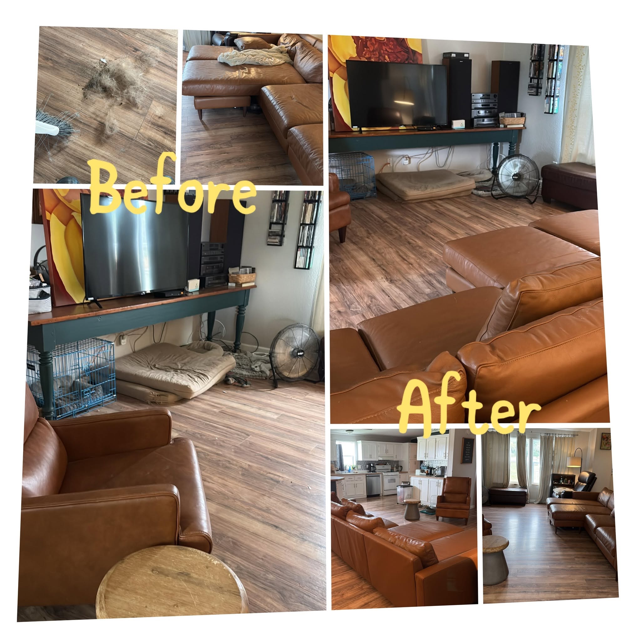 Before and after cleaning results, job four